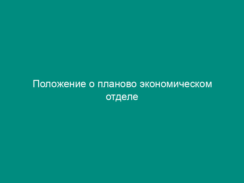 Положение о планово экономическом отделе