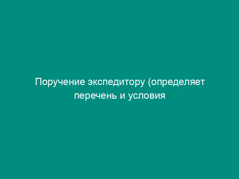 Поручение экспедитору (определяет перечень и условия оказания экспедитором клиенту транспортно-экспедиционных услуг в рамках договора транспортной экспедиции)