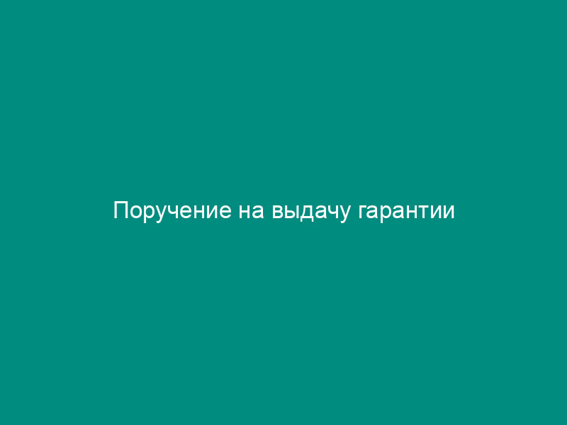 Поручение на выдачу гарантии