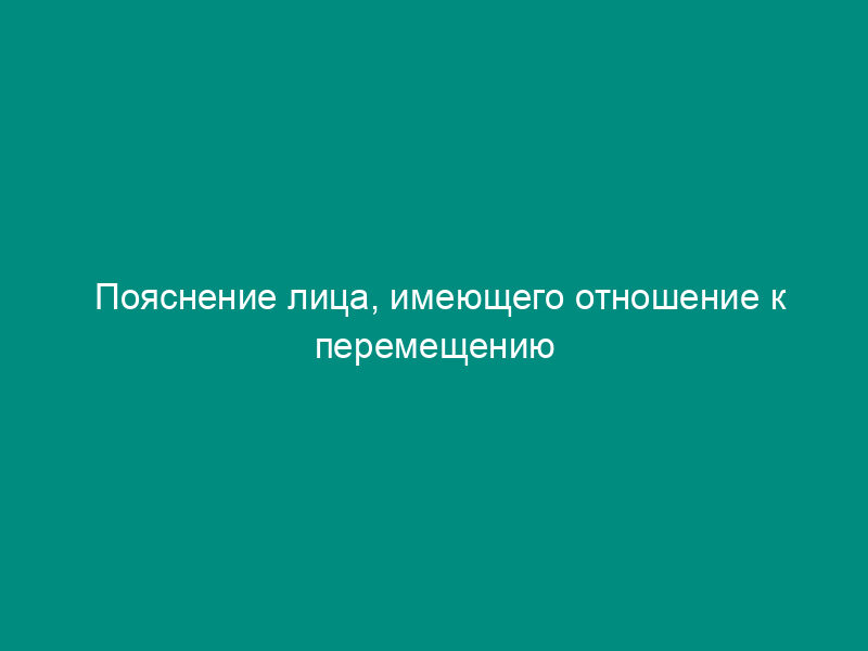 Пояснение лица, имеющего отношение к перемещению товаров и транспортных средств через таможенную границу Российской Федерации
