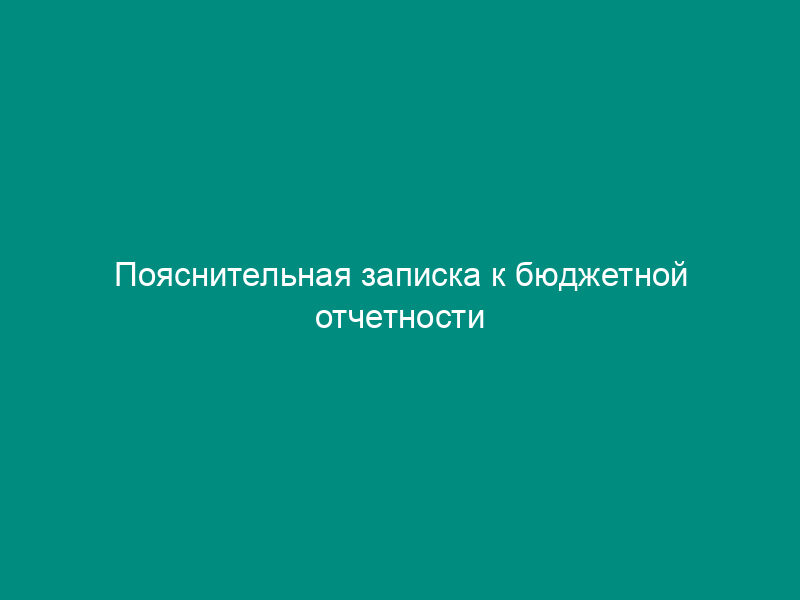 Пояснительная записка к бюджетной отчетности территориального фонда обязательного медицинского страхования