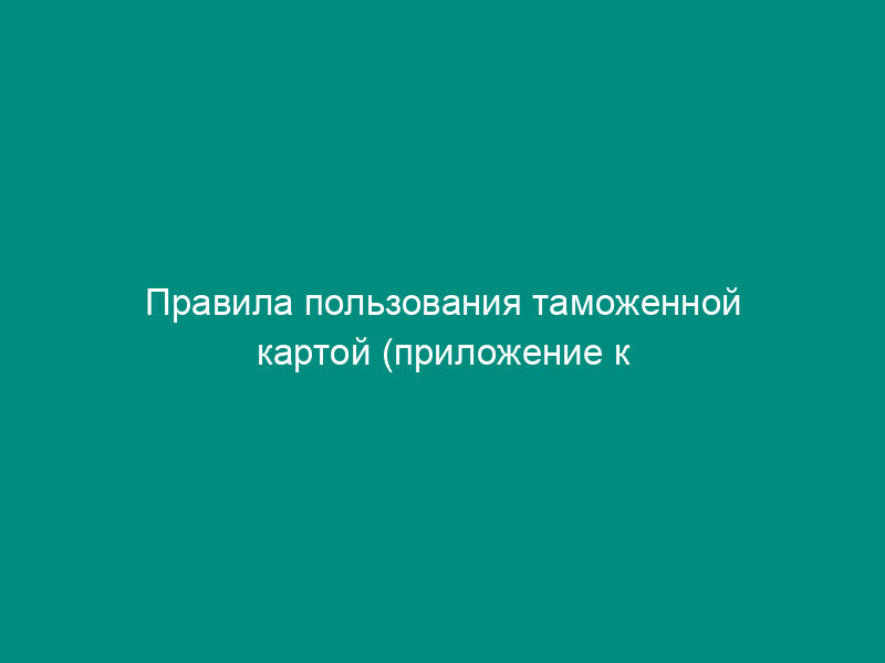 Правила пользования таможенной картой (приложение к соглашению о предоставлении в пользование банковской таможенной карты (дебетовой