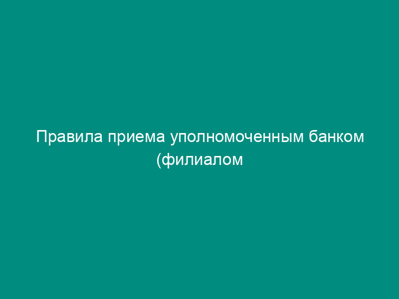 Правила приема уполномоченным банком (филиалом уполномоченного банка) чеков (в том числе дорожных чеков) от физических лиц