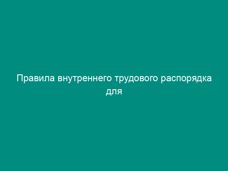 Правила внутреннего трудового распорядка для работников организации (предприятия)