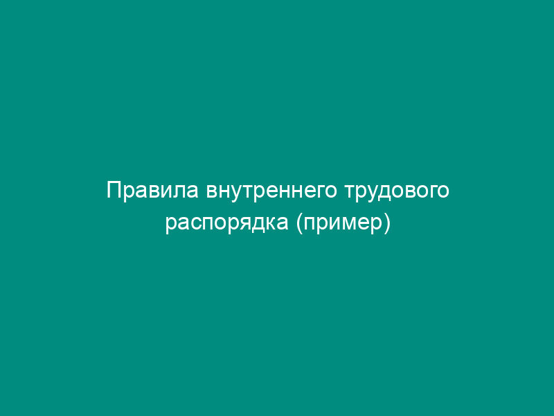 Правила внутреннего трудового распорядка (пример)