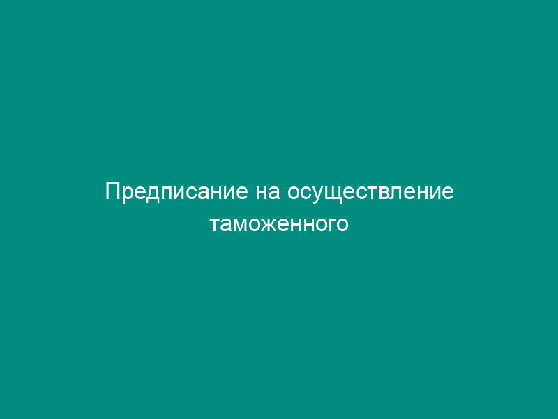 Предписание на осуществление таможенного сопровождения товаров, транспортных средств и документов на них, находящихся под таможенным контролем, в место доставки