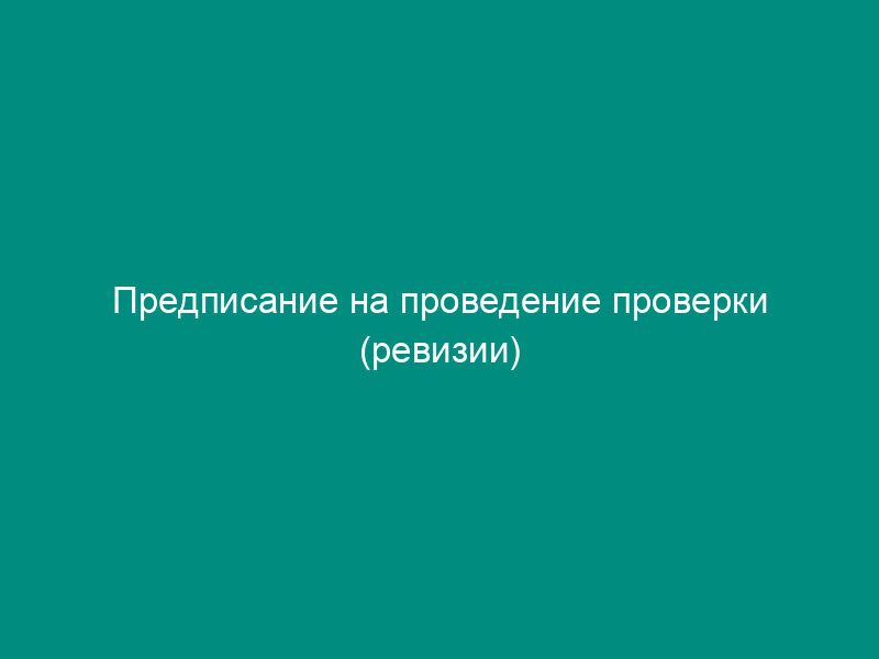 Предписание на проведение проверки (ревизии) финансово-хозяйственной деятельности экономического субъекта