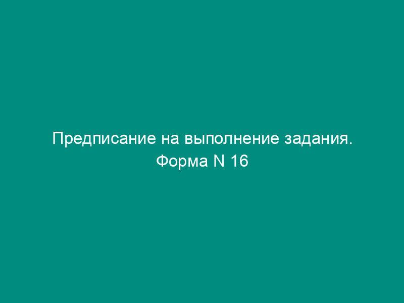 Предписание на выполнение задания. Форма N 16