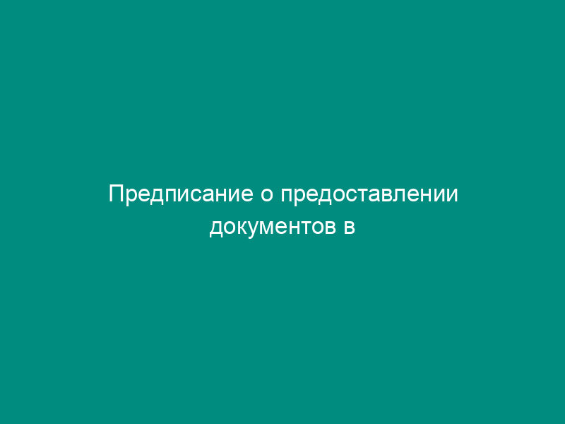 Предписание о предоставлении документов в Федеральную службу по финансовым рынкам России (образец)