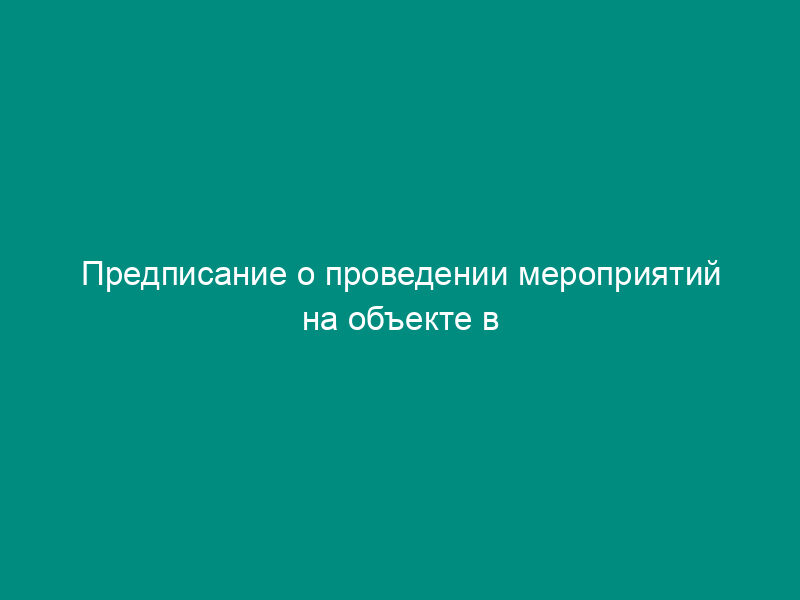 Предписание о проведении мероприятий на объекте в целях устранения выявленных при обследовании (проверке) нарушений требований пожарной безопасности