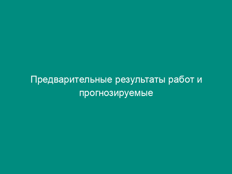 Предварительные результаты работ и прогнозируемые показатели результатов работ на территории субъекта Российской Федерации