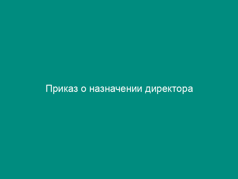 Приказ о назначении директора