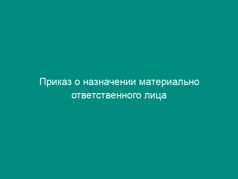 Приказ о назначении материально ответственного лица