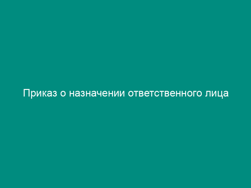 Приказ о назначении ответственного лица