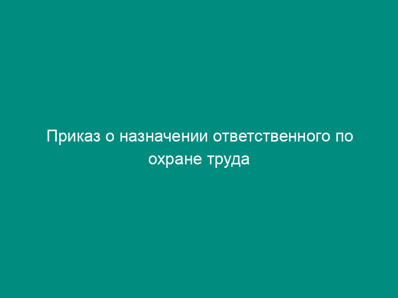 Приказ о назначении ответственного по охране труда
