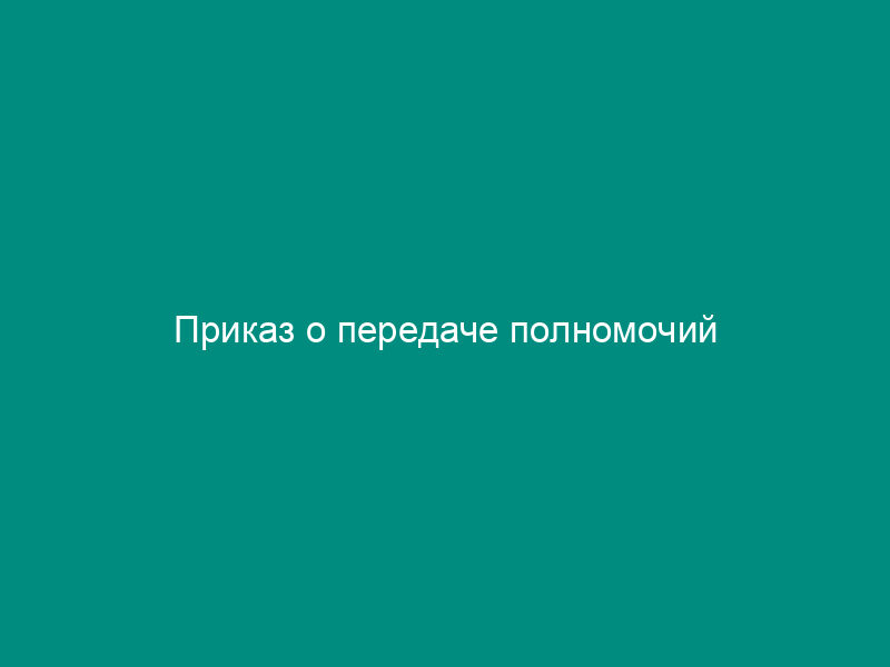 Приказ о передаче полномочий