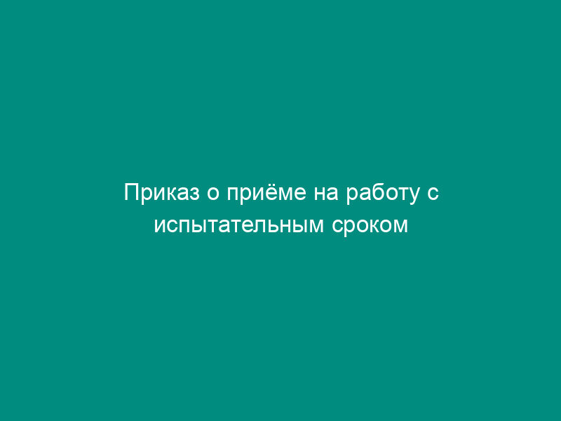 Приказ о приёме на работу с испытательным сроком
