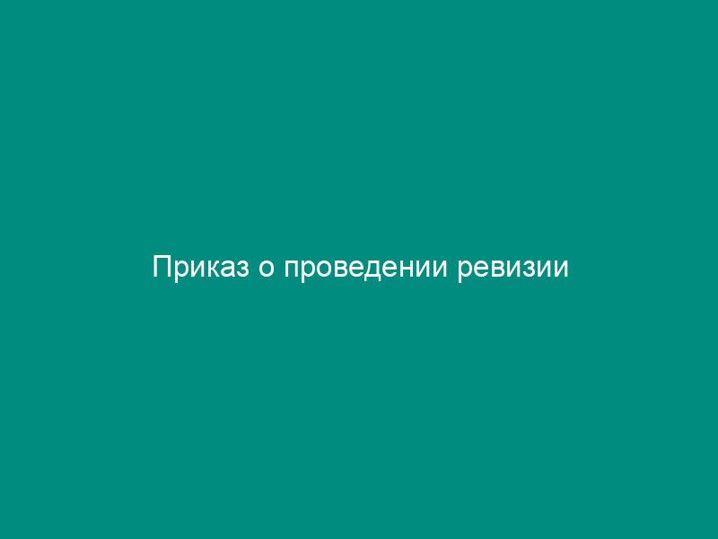 Приказ о проведении ревизии