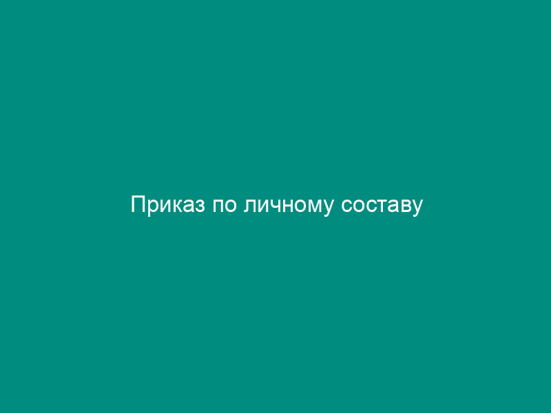 Приказ по личному составу