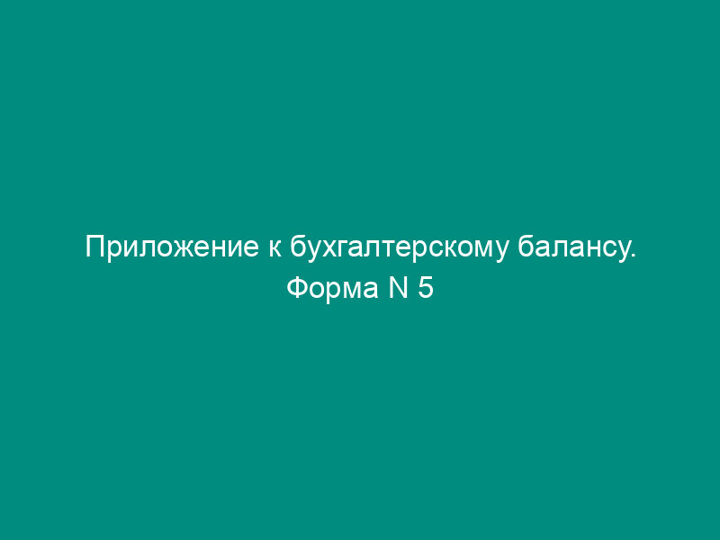 Приложение к бухгалтерскому балансу. Форма N 5
