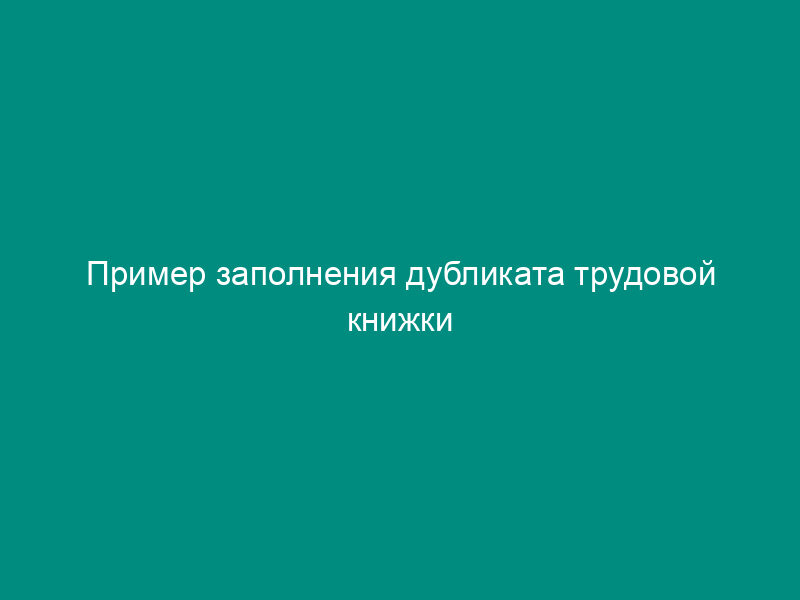 Пример заполнения дубликата трудовой книжки