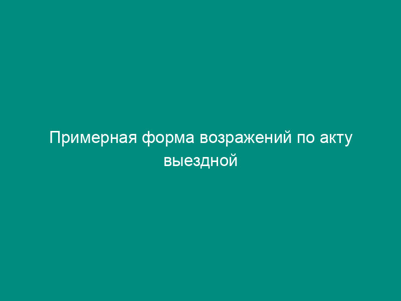 Примерная форма возражений по акту выездной налоговой проверки