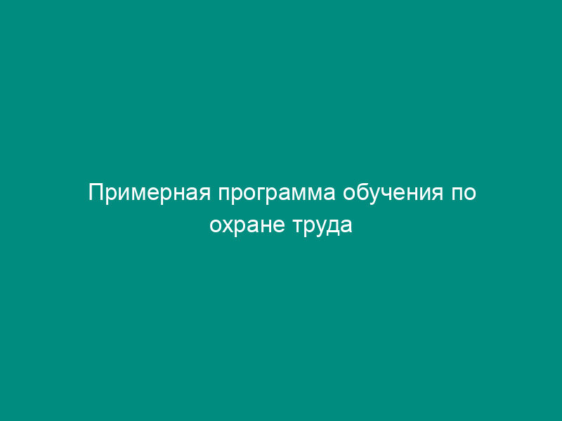 Примерная программа обучения по охране труда руководителей бюджетных учреждений