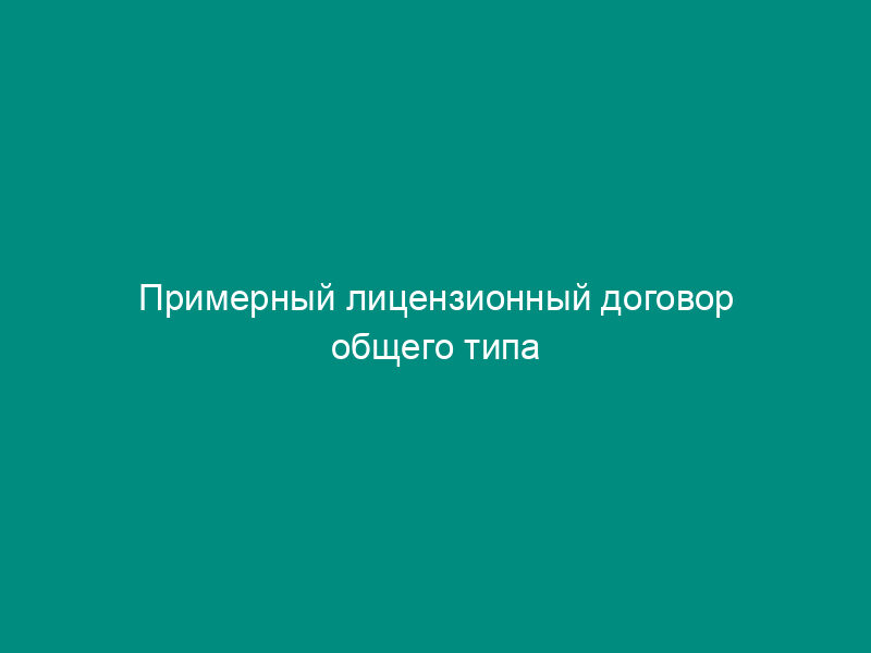 Примерный лицензионный договор общего типа