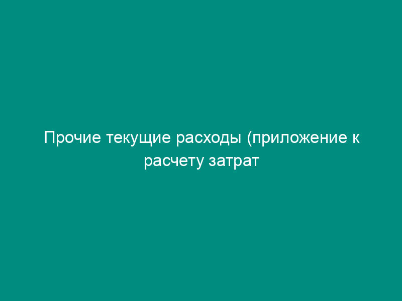 Прочие текущие расходы (приложение к расчету затрат на год по предприятию (организации))