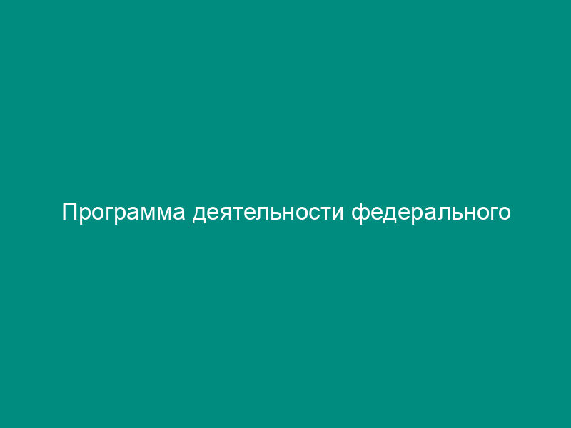 Программа деятельности федерального государственного унитарного предприятия