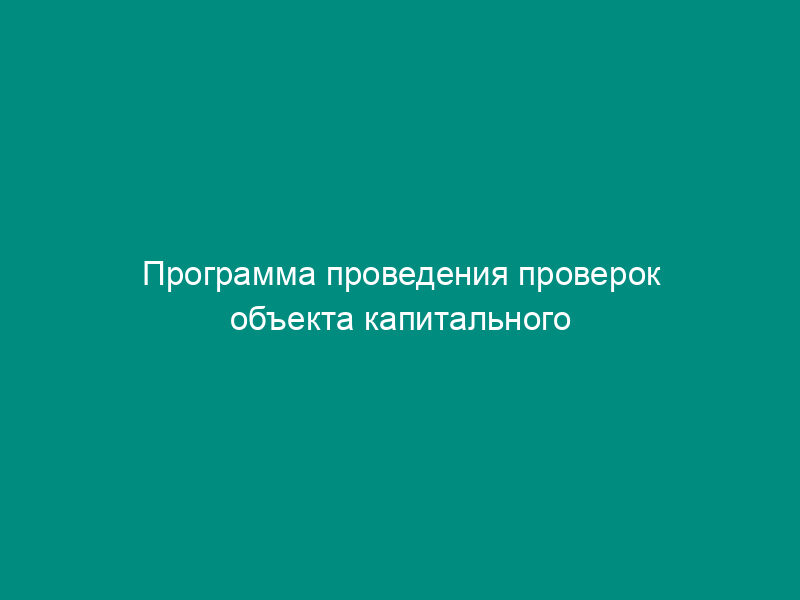 Программа проведения проверок объекта капитального строительства в Московской области