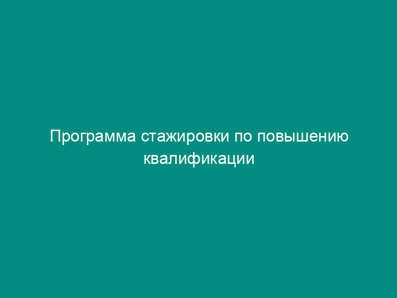 Программа стажировки по повышению квалификации (приложение к договору (контракту) на оказание услуг по повышению квалификации за границей)
