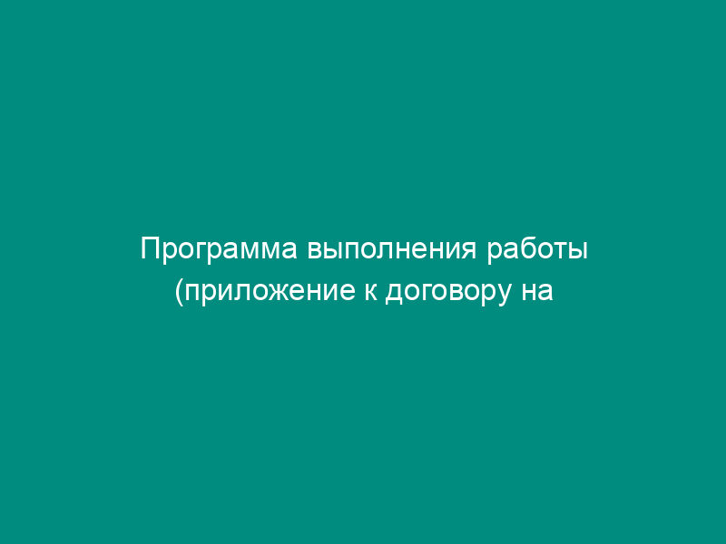 Программа выполнения работы (приложение к договору на выполнение законопроектной/экспертной работы)