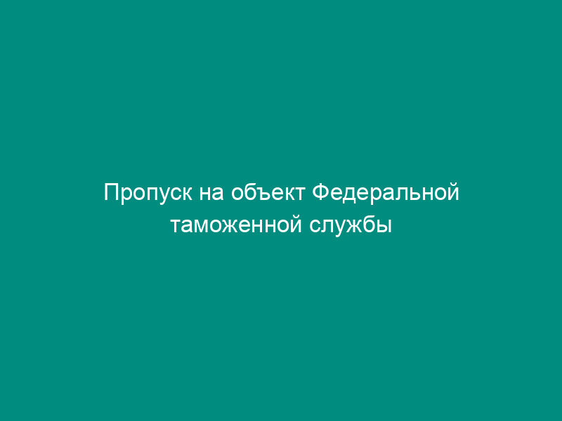 Пропуск на объект Федеральной таможенной службы России