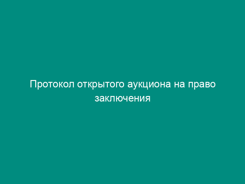 Протокол открытого аукциона на право заключения договора водопользования (образец)
