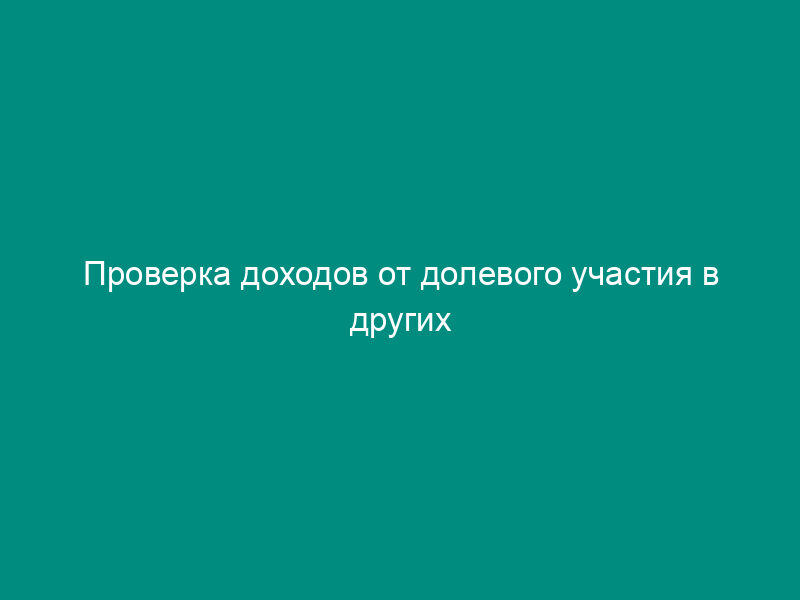 Проверка доходов от долевого участия в других организациях