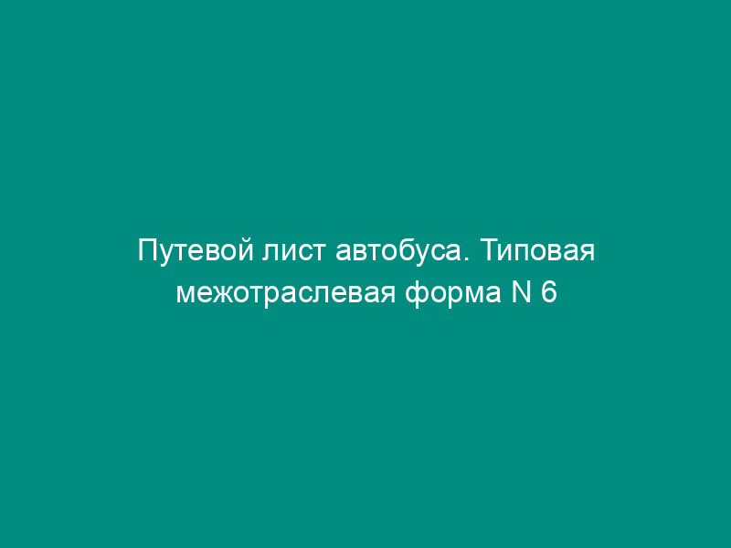 Путевой лист автобуса. Типовая межотраслевая форма N 6
