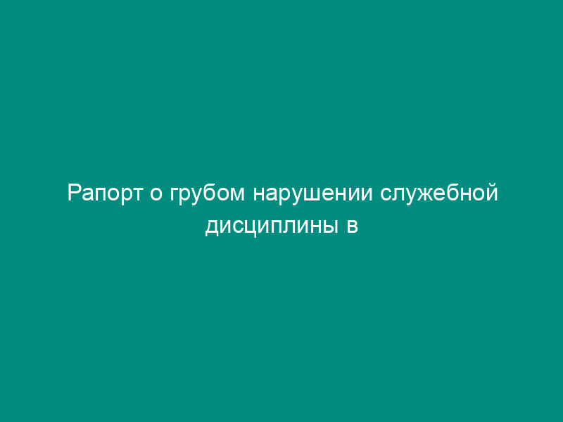 Рапорт о грубом нарушении служебной дисциплины в органах по контролю за оборотом наркотических средств и психотропных веществ (образец)