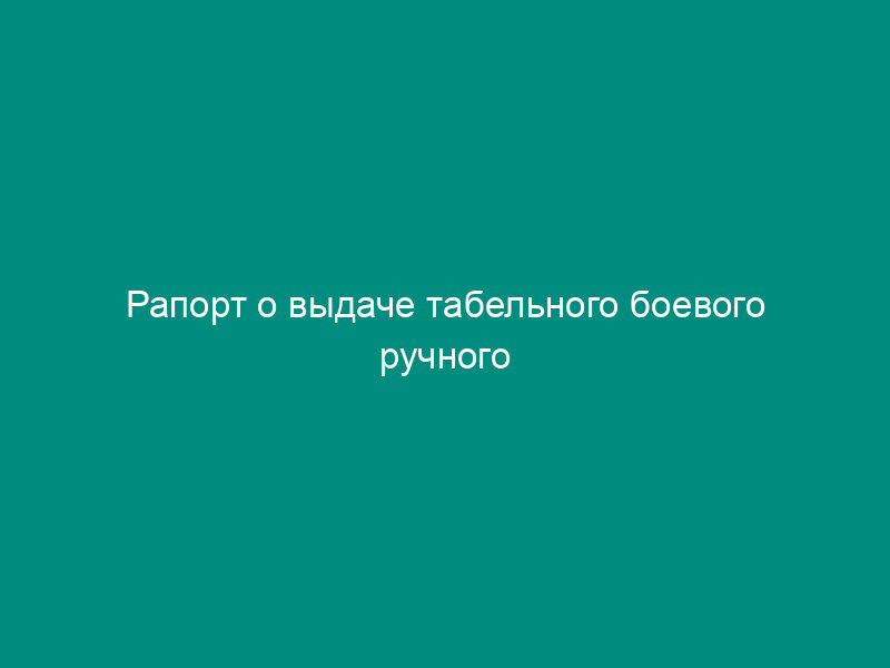 Рапорт о выдаче табельного боевого ручного стрелкового оружия, боеприпасов и специальных средств на постоянное хранение и ношение