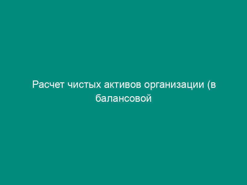 Расчет чистых активов организации (в балансовой оценке)
