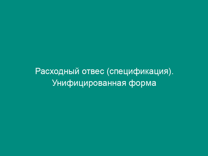 Расходный отвес (спецификация). Унифицированная форма N ТОРГ-19