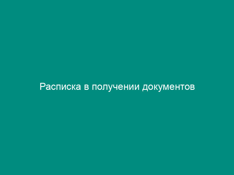Расписка в получении документов