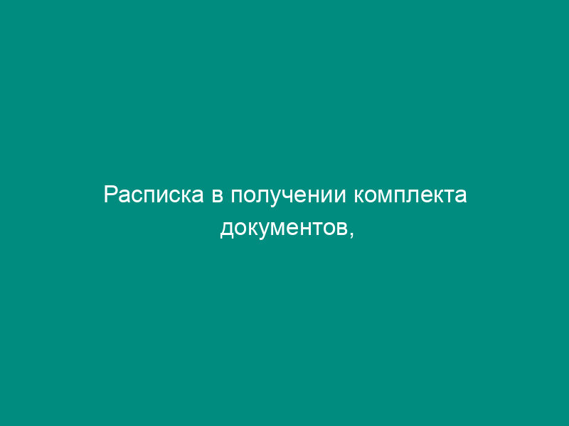 Расписка в получении комплекта документов, содержащих сведения для внесения в государственный водный реестр (образец)