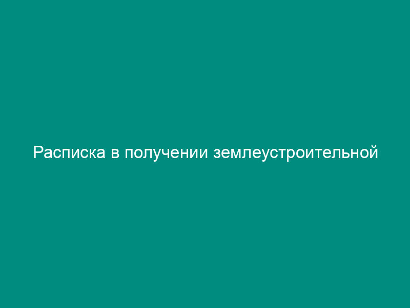 Расписка в получении землеустроительной документации, представленной правообладателем либо иным лицом в территориальный орган Роснедвижимости для утверждения