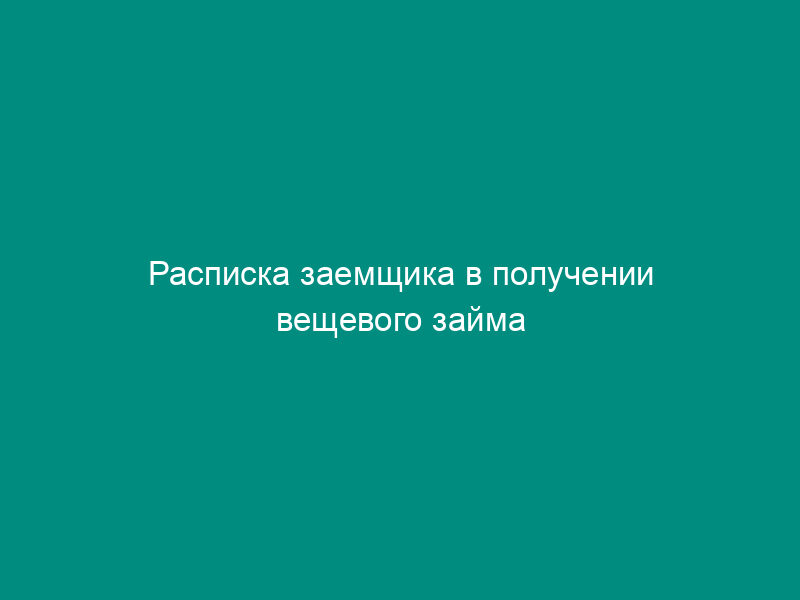 Расписка заемщика в получении вещевого займа