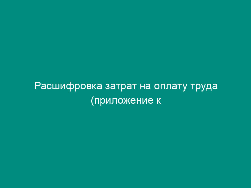 Расшифровка затрат на оплату труда (приложение к структуре затрат на обучение специалистов по договору)