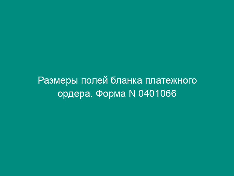 Размеры полей бланка платежного ордера. Форма N 0401066