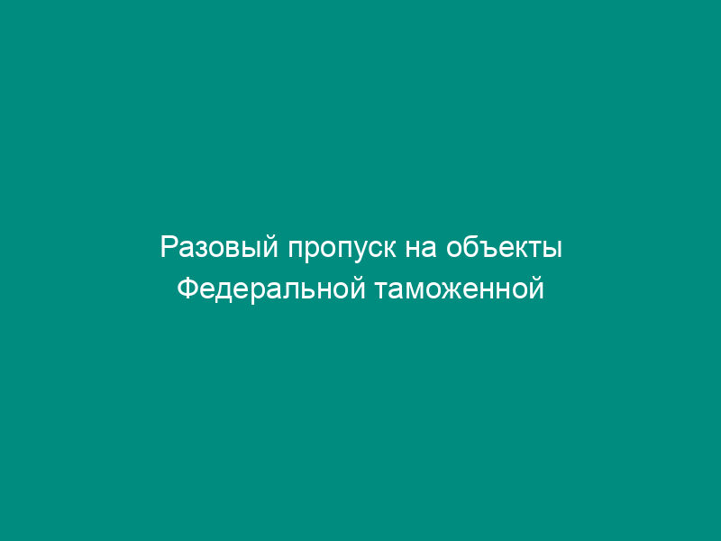 Разовый пропуск на объекты Федеральной таможенной службы России