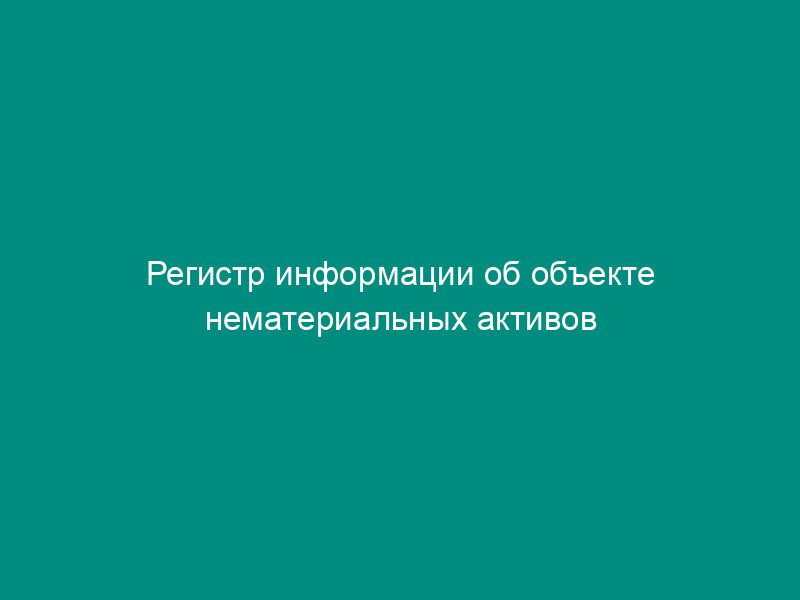 Регистр информации об объекте нематериальных активов