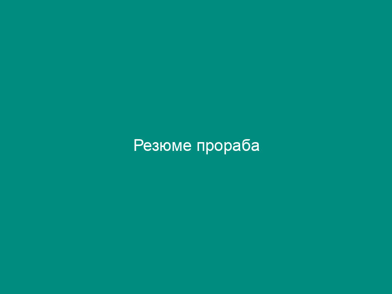 Резюме прораба